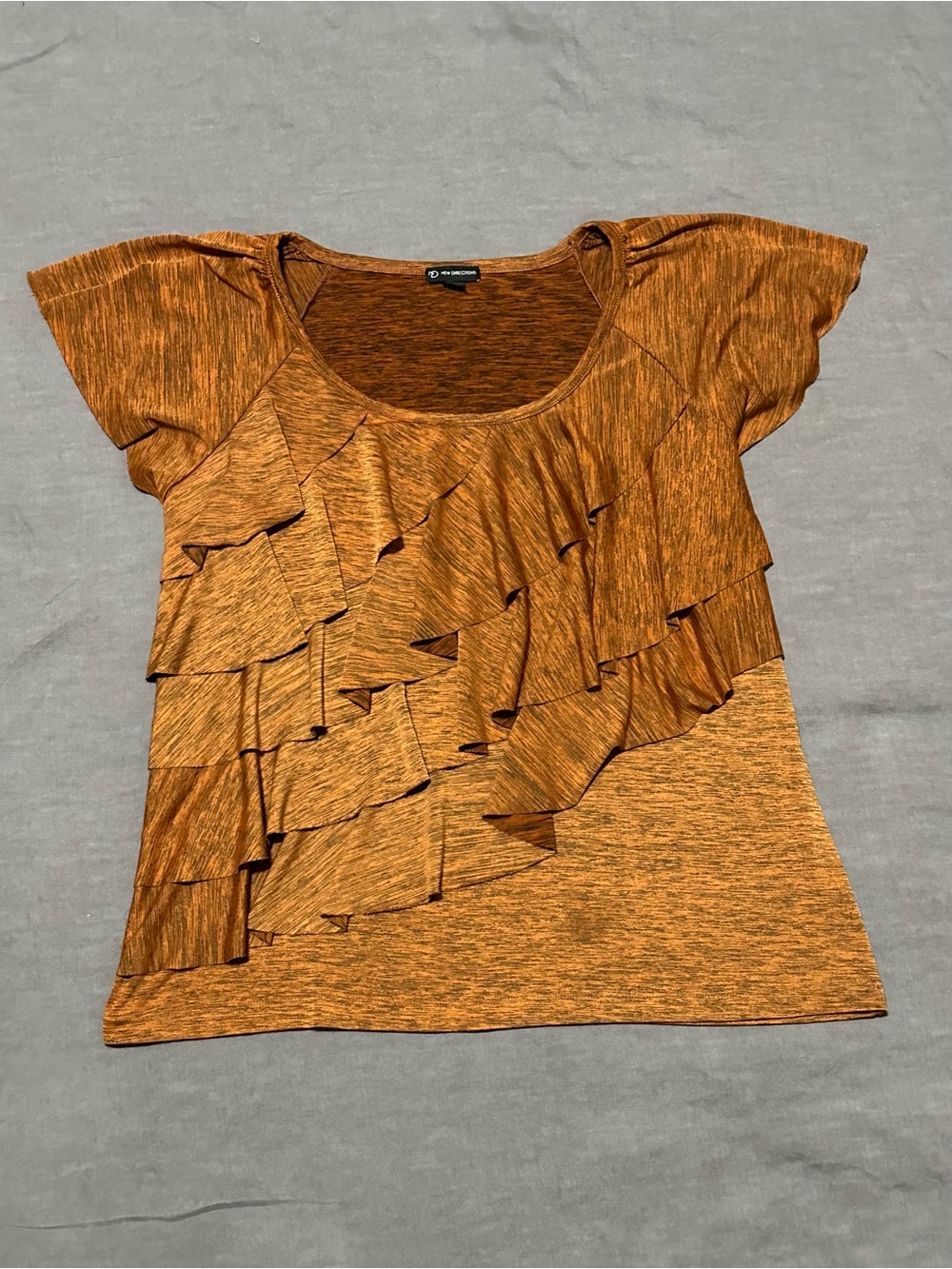 new directions Burnt Orange Ruffle Short Sleeve Top